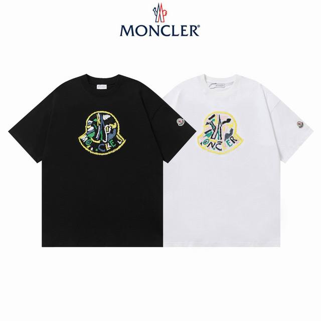 25Ss早春新品 Moncler 蒙口 260克圆领短袖T恤 经典拼色草写字母Logo绣花标识 官方同步 高版本 高品质 时尚个性 百搭潮流 纯原品质 原版面料