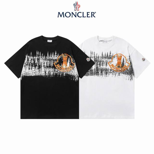 25Ss早春新品 Moncler 蒙口 260克圆领短袖T恤 森林海印花蒙口字母刺绣Logo 官方同步 高版本 高品质 时尚个性 百搭潮流 纯原品质 原版面料