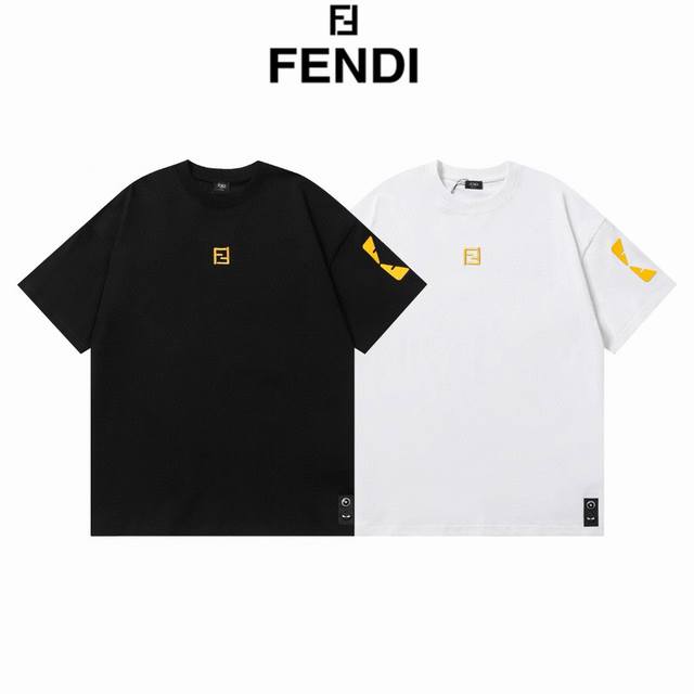 25Ss早春新品Fendi 芬迪 双Ff 眼睛字母刺绣 Logo标识精致升级，灵感源自八十年代复古 原版面料 官方同款 短袖T恤 定制260克同缸染面料 手感非