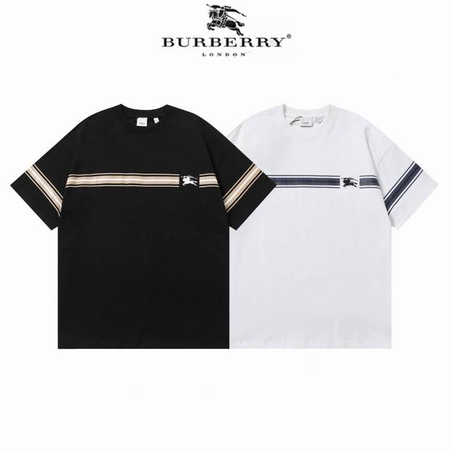 25Ss早春新品 Burberry 巴宝莉 260克圆领短袖T恤 商务型男条纹战马Logo印花标识 官方同步 高版本 高品质 时尚个性 百搭潮流 纯原品质 原版