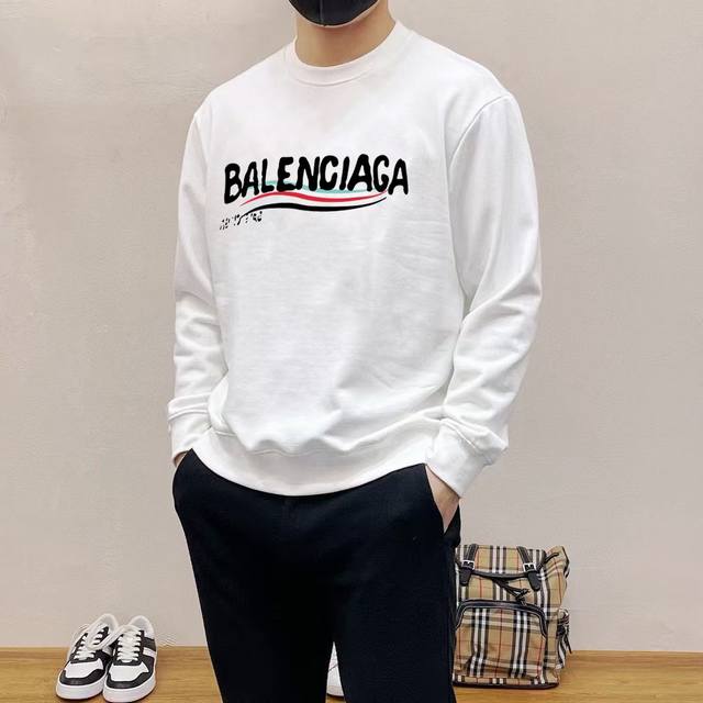 支持年后退换 直 品牌 Balenciaga 巴黎世家 胖子福音 2024Ss秋款最新款长袖圆领卫衣，官网同步发售 清爽透气 采用顶极天丝罗马 舒适柔软 3D立