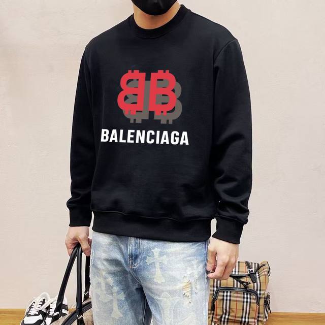 支持年后退换 直 品牌 Balenciaga 巴黎世家 胖子福音 2024Ss秋款最新款长袖圆领卫衣，官网同步发售 清爽透气 采用顶极天丝罗马 舒适柔软 3D立