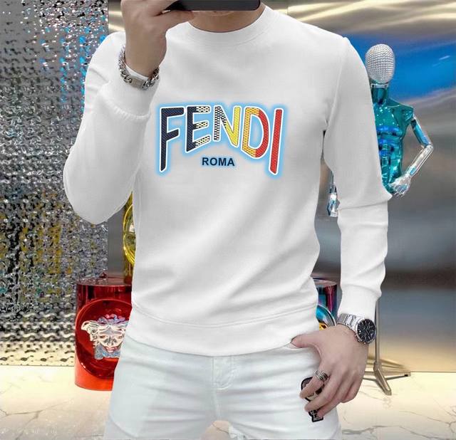 支持年后退换 直 品牌 Fendi 芬迪 胖子福音 2024Ss秋款最新款长袖圆领卫衣，官网同步发售 清爽透气 采用顶极天丝罗马 舒适柔软 3D立体清晰 时尚感