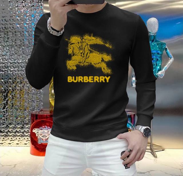 支持年后退换 直 品牌 Burberry 巴宝莉 胖子福音 2024Ss秋款最新款长袖圆领卫衣，官网同步发售 清爽透气 采用顶极天丝罗马 舒适柔软 3D立体清晰