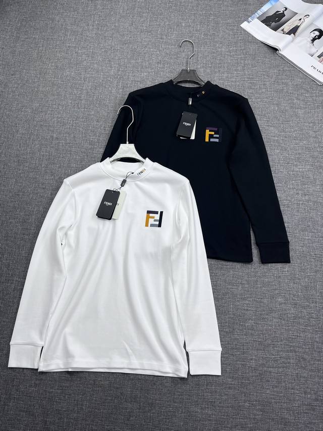 支持年后 。 Fendi 芬迪24Ss新款长袖半高领T恤男款 这个是经典造型，每年都会有这个图案的！客供进口精梳棉 透气凉爽 不缩水，不易变形，透气吸汗 简约不