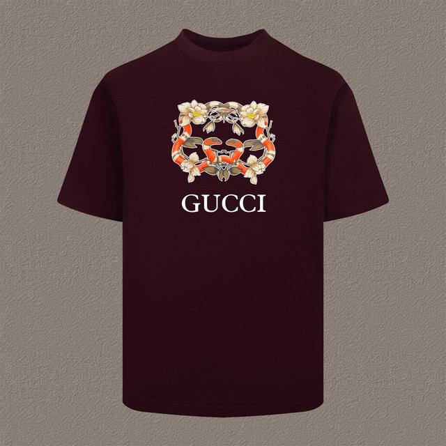 Gucci 古驰 2025Ss 春夏新品 原版面料 官方同款 短袖T恤 定制280 克同缸染面料 手感舒适 春夏最新砖柜同步 时尚又个性 超级百搭 男女同款 人