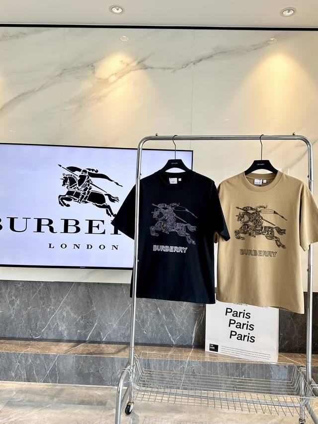 支持年后售后！ 。 Burberry 爆款绳绣战马来了 洗水后305克纯棉平纹 专柜品质版型 S.M.L.Xl