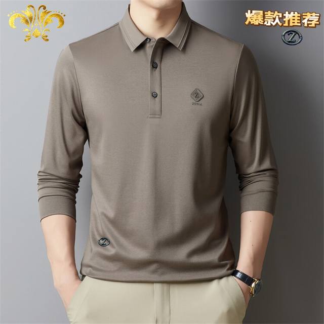 杰尼亚 男士高端无痕压胶精品Polo衫 尺码：M~4XL，最大可穿210斤 介绍：2025春秋季专柜新品Polo衫长袖，全新进口面料锦氨混纺面料，免熨烫免打理面 - 点击图像关闭