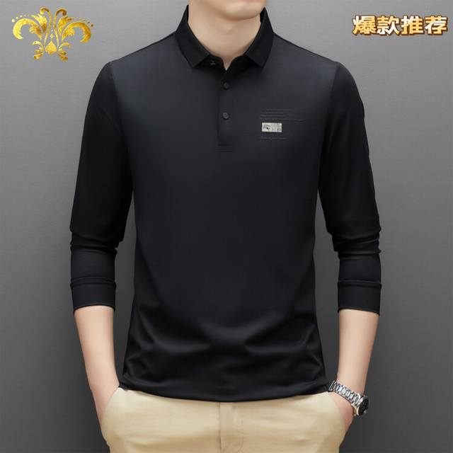 巴宝莉 男士高端无痕压胶精品Polo衫 尺码：M~4XL，最大可穿210斤 介绍：2025春秋季专柜新品Polo衫长袖，全新进口面料锦氨混纺面料，免熨烫免打理面