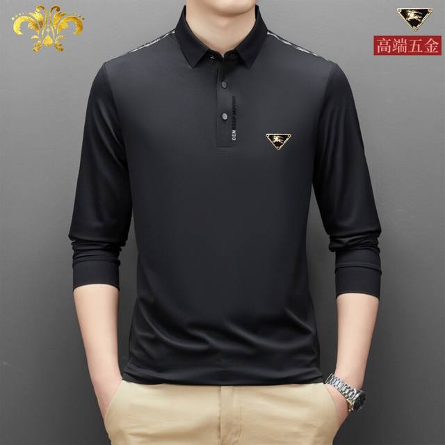 巴宝莉 男士高端无痕压胶精品Polo衫 尺码：M~4XL，最大可穿210斤 介绍：2025春秋季专柜新品Polo衫长袖，全新进口面料锦氨混纺面料，免熨烫免打理面 - 点击图像关闭