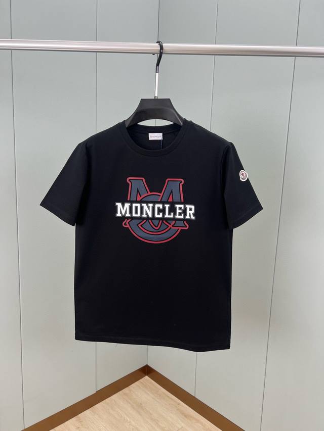 Moncler 25春夏新品字母印花标识短袖T恤，定制80支双股丝光棉面料；黑色 白色 M-XXXL 可定制4XL、5XL