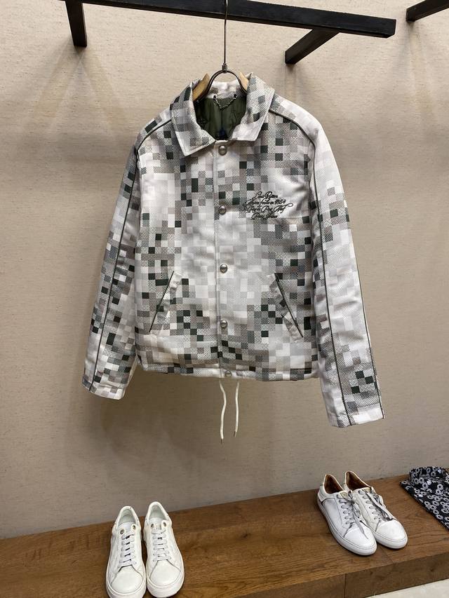 LV、25ss早春新款拼色棋盘格马赛克夹克外套男女同款 尺码：S-XL