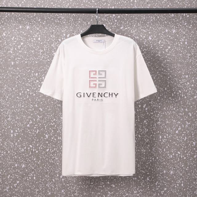 634#Givenchy 男女同款 32S双纱爽全棉250克重高品质双色定制款空压工艺-颜色黑 白-码数XS-L-