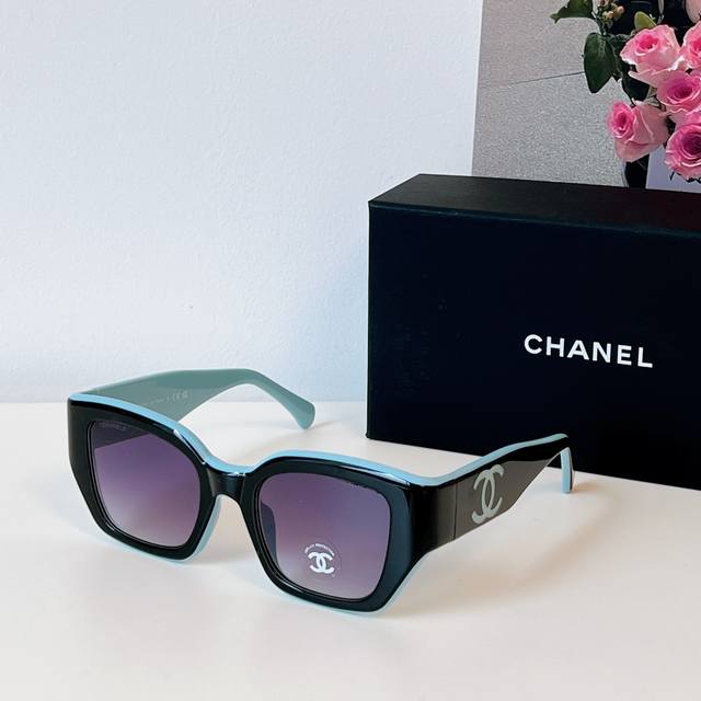 新品拼色墨镜 CHANEL 度假神器 MOD： 6068 SIZE：51口22-135