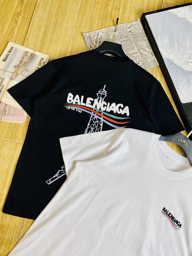 穿210斤 胖子福音 情侣装巴黎世家Balenciaga 原单品质 2025最新款 男装短袖T恤 精选专柜订制顶级丝光棉进口面料 所有细节做工完美1比1复刻 还