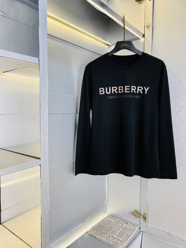 可穿230斤胖子福音码数:M-5XL 巴宝莉Burberry 原单品质 2025最新款 长袖打底衫长袖T恤 精选专柜订制顶级丝光棉进口面料 所有细节做工完美1比